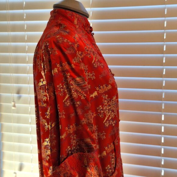 VINTAGE Peony Brand Red Kimono Womens Size 38 Frog Button Shanghai China - Picture 10 of 12